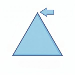 A drawing of a triangle. A simple arrow points to one of its vertices making sure not to overlap the vertex