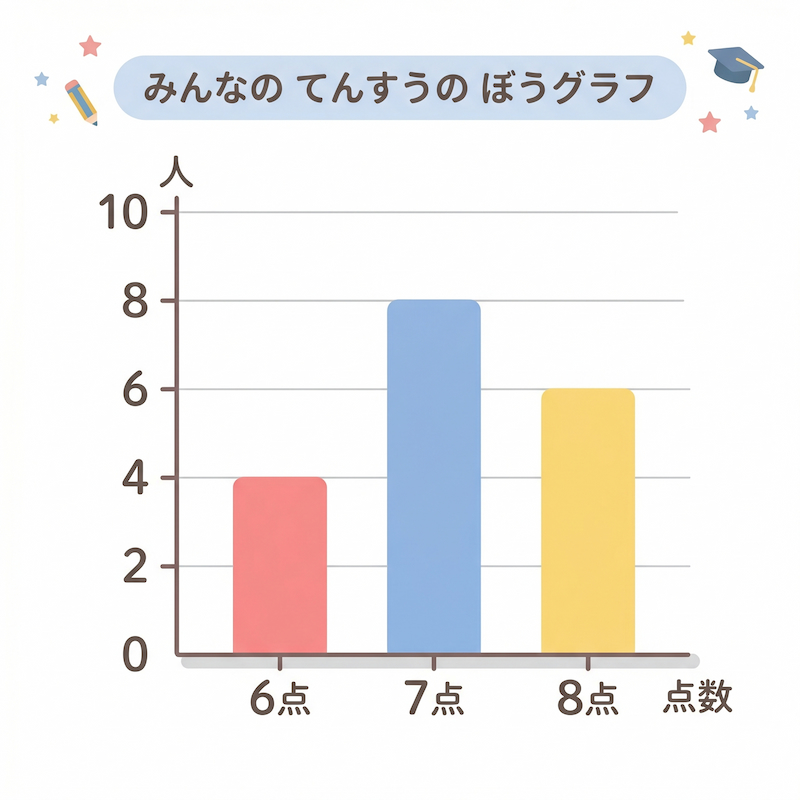 A graph where the numbers on the vertical axis are 0, 2, 4, 6, 8, and 10; each mark represents two people, and a mark is placed for every two-person increment.