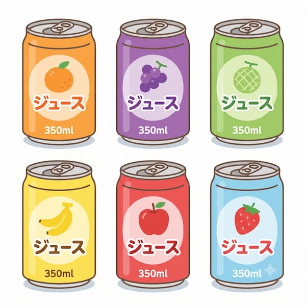 A picture showing six 350ml juice cans.