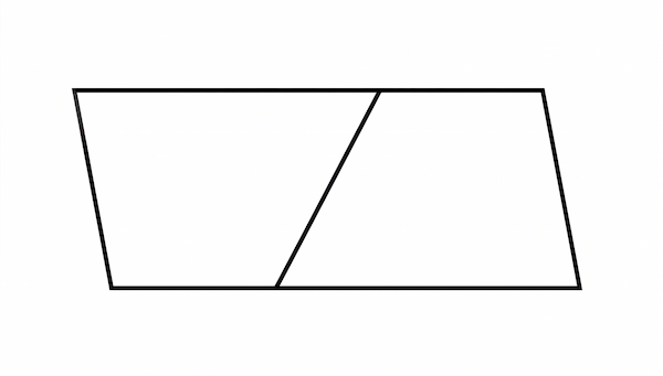 A figure formed by joining two identical trapezoids—one inverted relative to the other—to create a parallelogram.