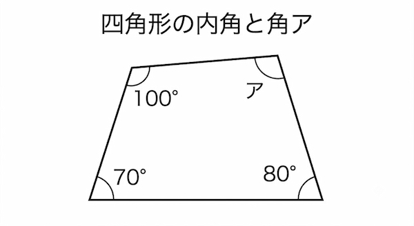 3つの角が70度、80度、100度になる四角形