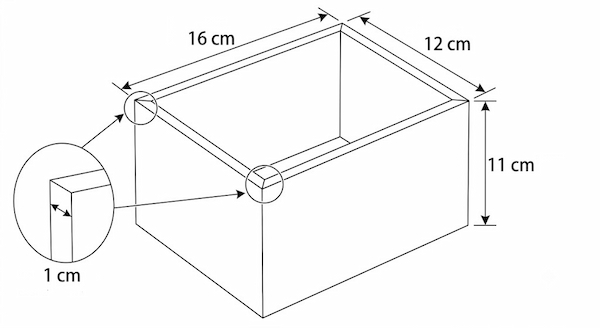 ふたのない直方体の箱